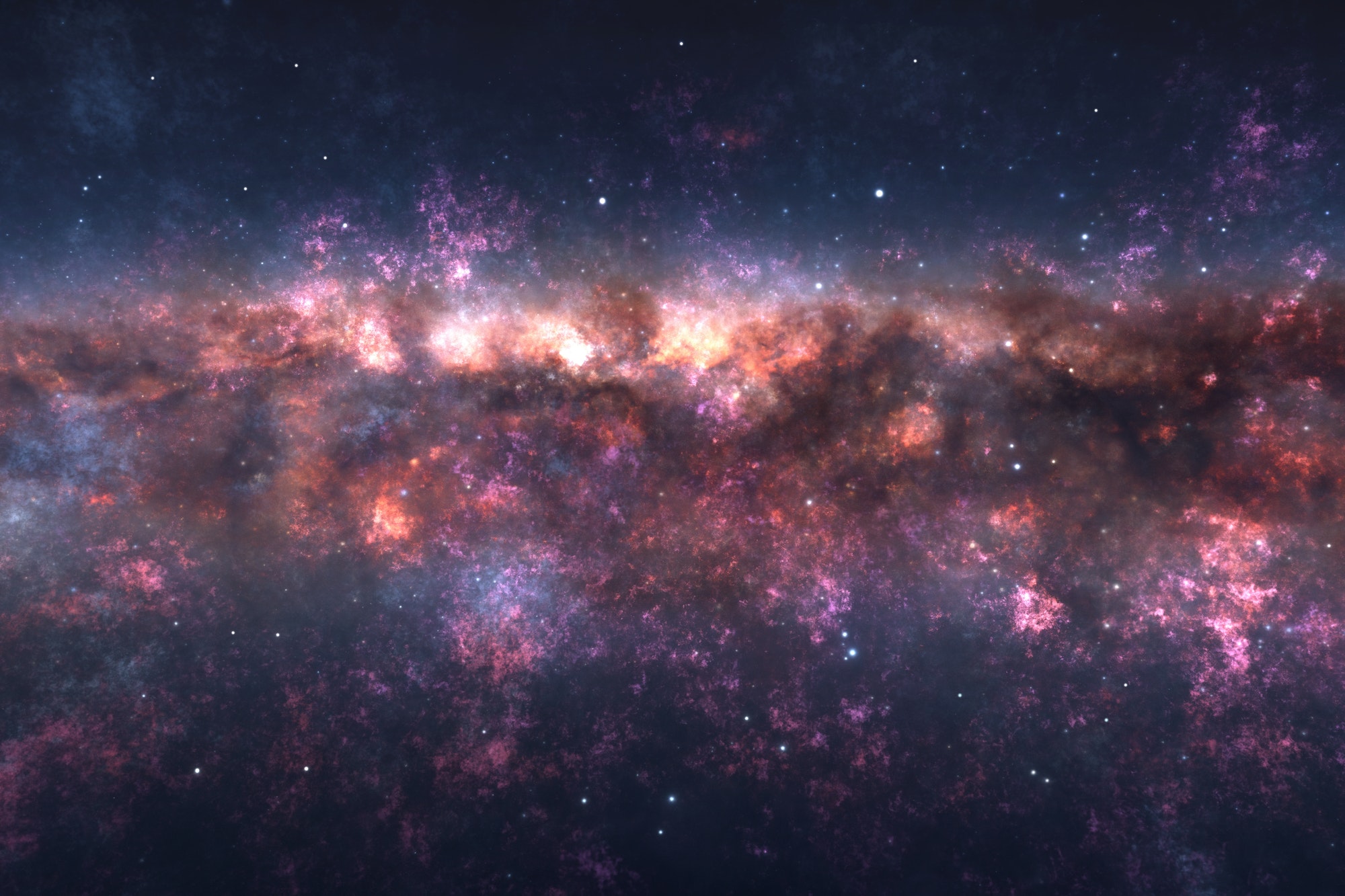 Night sky with space nebula, glowing stars and magical galaxy